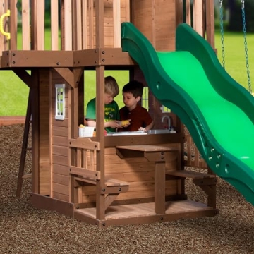 Backyard Discovery Cedar Playset with Slide and Kitchen