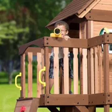 Backyard Discovery Cedar Playset with Slide and Kitchen