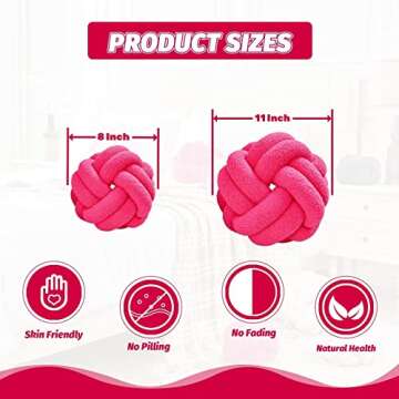 Uvvyui Knot Pillow Ball, Soft Hot Pink Home Decor Knotted Pillows, Handmade Round Plush Throw Pillow...