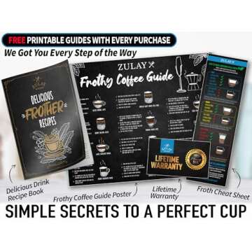 Zulay Kitchen Milk Frother Wand (2 Duracell Batteries Included) - Handheld Milk Frother - Easy-Clean Milk Frother Wand & Drink Mixer - Electric Coffee Frother for Frappe, Matcha - Silver