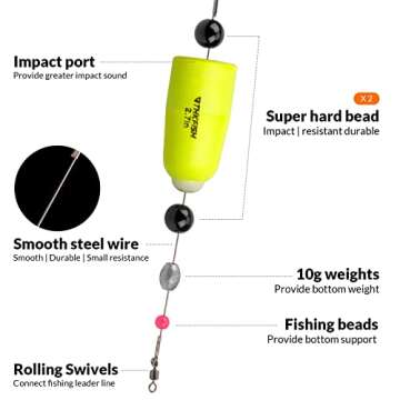 THKFISH Fishing Floats Bobbers Fishing Popping Cork Trout Float Rig Weighted Popping Floats Cork Trout Floats for Fishing Saltwater 4PCS