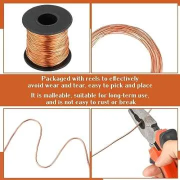 Therwen 100ft 26 Gauge Copper Wire for Gardening, Electroculture, Bonsai, Jewelry Making Beading DIY Craft Pure Bare Copper Wire Spool (0.016'' Diameter)