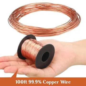 Therwen 100ft 26 Gauge Copper Wire for Gardening, Electroculture, Bonsai, Jewelry Making Beading DIY Craft Pure Bare Copper Wire Spool (0.016'' Diameter)