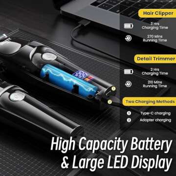 Ukeety Hair Clippers for Men Professional Beard Trimmer Cordless Hair Clippers with LED Display Rech...