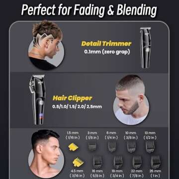 Ukeety Hair Clippers for Men Professional Beard Trimmer Cordless Hair Clippers with LED Display Rechargeable T-Blade Hair Trimmer Hair Cutting Kit for Household Barber Kit
