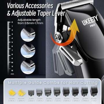 Ukeety Hair Clippers for Men Professional Beard Trimmer Cordless Hair Clippers with LED Display Rechargeable T-Blade Hair Trimmer Hair Cutting Kit for Household Barber Kit