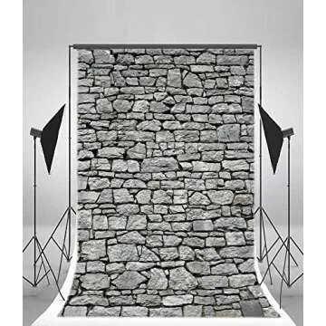 Yeele 6x8ft Gray Brick Wall Backdrop Vintage Grunge Photography Background Nostalgia Irregular Stone...