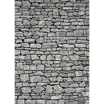 Yeele 6x8ft Gray Brick Wall Backdrop Vintage Grunge Photography Background Nostalgia Irregular Stone Texture Ancient Grey Uneven Cracked Rock Boy Kid Adult Artistic Portrait Photo Shoot Studio Props