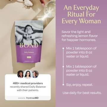 BOND Daily Balance for Women 30 Servings - Prenatal Vitamins - Supports Menstrual Cycles, Ovulation, Nutrient Levels - Folate, Folic Acid, Inositol, Probiotics, NAC, Vitamin C + Antioxidants