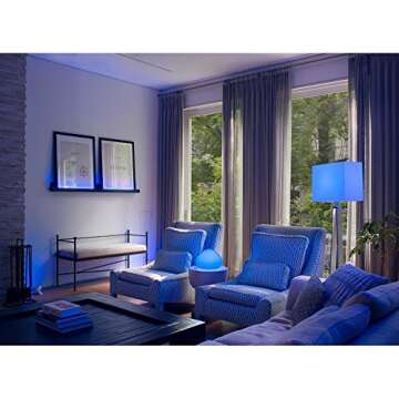 Philips Hue White and Color Ambiance A19 60W Equivalent LED Smart Bulb Starter Kit (4 A19 Bulbs and ...