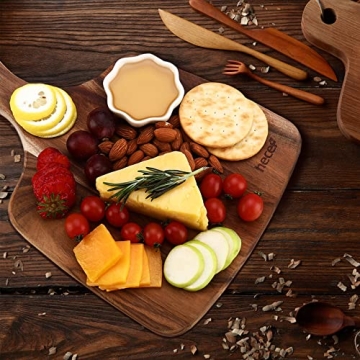 Hecef Premium Acacia Wood Cheese Board Set with Knives