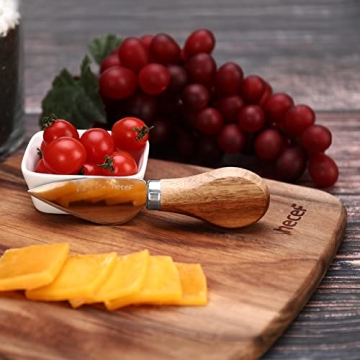 Hecef Premium Acacia Wood Cheese Board Set with Knives