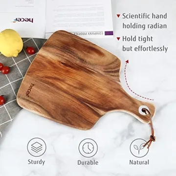 Hecef Premium Acacia Wood Cheese Board Set with Knives