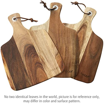 Hecef Premium Acacia Wood Cheese Board Set with Knives