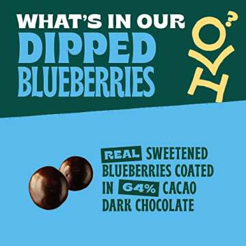 Orchard Valley Harvest Dark Chocolate Dipped Blueberries, 8 oz (Pack of 1), Made With Real Sweetened Blueberries, Gluten Free, Non-GMO, Resealable Bag, Snacks for Adults & Kids