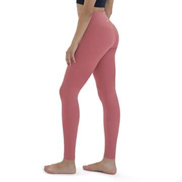 ODODOS Women's Cross Waist Yoga Leggings with Inner Pocket, Non See-Through Workout Running Tights Athletic Pants-Inseam 28", Raspberry, Small