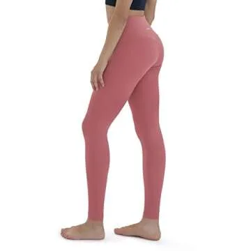 ODODOS Women's Cross Waist Yoga Leggings with Inner Pocket, Non See-Through Workout Running Tights Athletic Pants-Inseam 28", Raspberry, Small