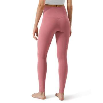 ODODOS Women's Cross Waist Yoga Leggings with Inner Pocket, Non See-Through Workout Running Tights Athletic Pants-Inseam 28", Raspberry, Small