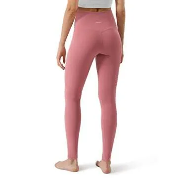 ODODOS Women's Cross Waist Yoga Leggings with Inner Pocket, Non See-Through Workout Running Tights Athletic Pants-Inseam 28", Raspberry, Small