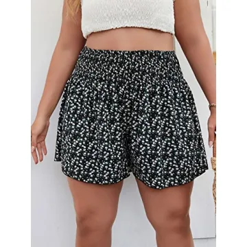 Stylish Plus Size Floral Print Loose Shorts for Women