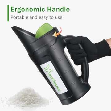 Yhtpouqe Hand held Spreader, Seed Spreader for Ice Melt, Grass Seed, Fertilizer Lawn and Garden. Multiple Adjustable Opening Sizes for Salt,Ice Melt, Up to 80 Oz