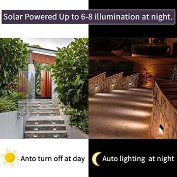 Otdair Solar Powered Step Lights, 12 Pack Solar Deck Step Lights Outdoor, LED Stair Lights Waterproof for Driveway, Fence, Patio, Garden, Pathway, Warm White