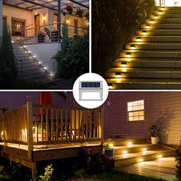 Otdair Solar Powered Step Lights, 12 Pack Solar Deck Step Lights Outdoor, LED Stair Lights Waterproof for Driveway, Fence, Patio, Garden, Pathway, Warm White