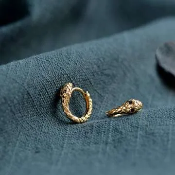 MEVECCO Dainty Gold Snake Huggie Hoop Earrings for Women 18K Gold Plated Green Eyes Snake Earrings Snake Hoop Earrings Minimalist Snake Earrings Jewelry