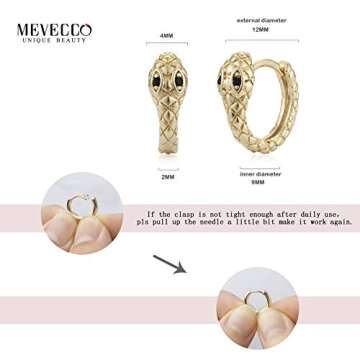 MEVECCO Dainty Gold Snake Huggie Hoop Earrings for Women 18K Gold Plated Green Eyes Snake Earrings Snake Hoop Earrings Minimalist Snake Earrings Jewelry