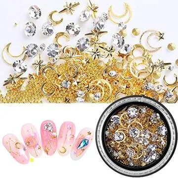 Elevate Your Manicure with Gold Rhinestone Set