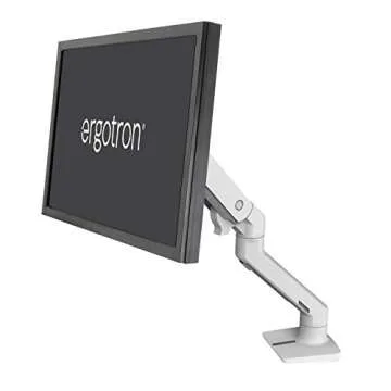 Ergotron – HX Premium Heavy Duty Monitor Arm, Single Monitor VESA Desk Mount – for Flat or Slight Curved Ultrawide Monitors Up to 49 inches, 20 to 42 lbs – Standard Pivot, White