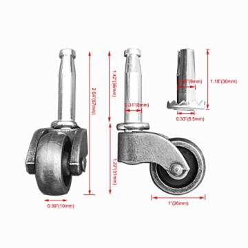 LUXUFUL 1" Swivel Stem Ball Caster Wheel - Durable Zinc Alloy with Antique Brass Finish, Pack of 4