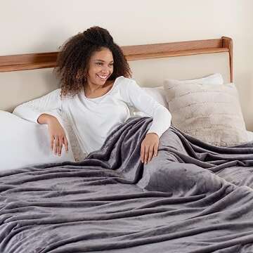 Berkshire Blanket Classic VelvetLoft® Solid Bed Blanket, King Size Bed Blanket, Lightweight Soft Fuzzy Plush Blanket for Bed and Couch, Grey Heron, 90x108 Inches