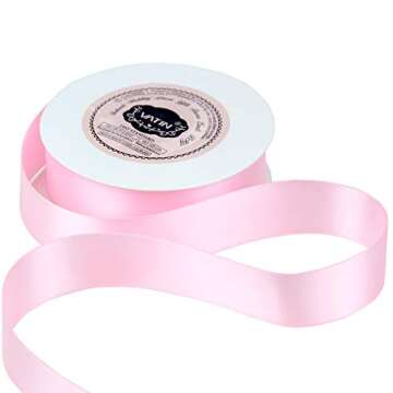 VATIN Double Face Pearl Pink Satin Ribbon 1" Continuous 25 Yards,Pink Polyester Fabric Ribbon use for Bows Bouquet, Gift Wrapping, Floral Arrangement Wedding Decoration