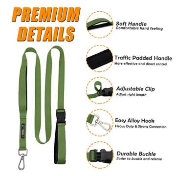 Supet 6 FT Dog Leash All in 1 Heavy Duty Pet Leash with 2 Padded Handle, Traffic Handle & Durable Snap Hook, Easy Control Walking Lead for Large Medium Small Dogs