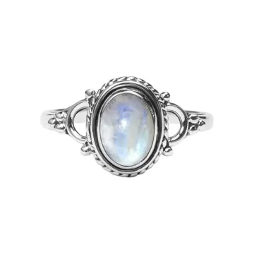 Nartiya Rainbow Moonstone Stone Rings- 925 Sterling Silver Ring For Womens and Girls Christmas Gift ...