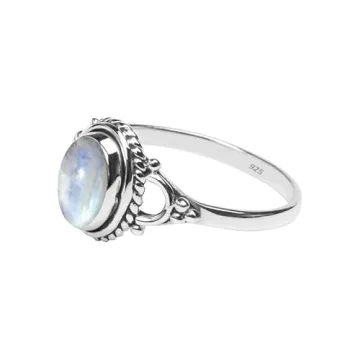 Nartiya Rainbow Moonstone Ring - Sterling Silver Gift for Women