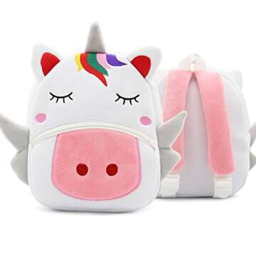NICE CHOICE Cute Toddler Backpack Toddler Bag Plush Animal Cartoon Mini Travel Bag for Baby Girl Boy 2-6 Years(Unicorn)