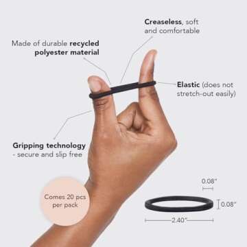 Kitsch Hair Ties for Women, Hair Ties No Damage Elastics, Ponytail Holders - No Pull, No Breakage, S...