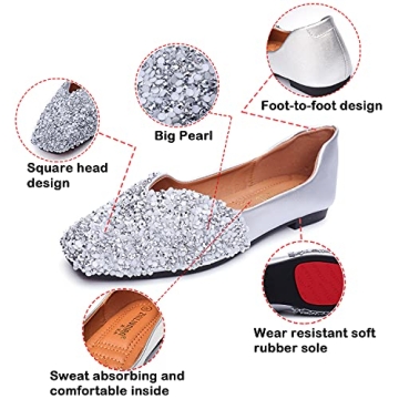 Stylish QXCGDYXT Silver Flats with Comfortable Design
