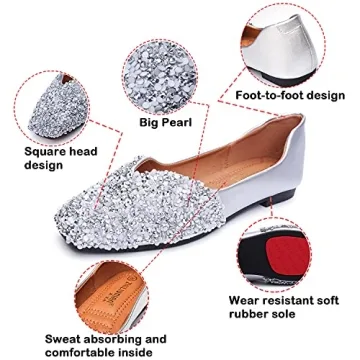 Stylish QXCGDYXT Silver Flats with Comfortable Design