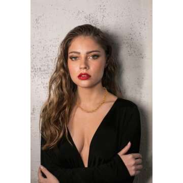 SOFYBJA Dainty 18K Gold Chunky Link Oval Chain Baroque Pearl Necklace for Women Sailor Clasp Necklace