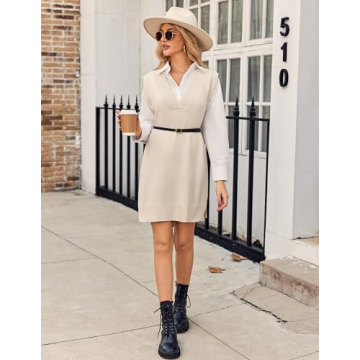 Zeagoo Women's Chunky Knitted Pullover Sweater Vest Dress