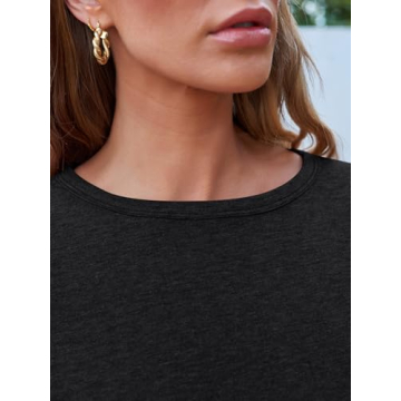 SUNBS Womens 3 Packs Long Sleeve Shirts Loose Fit Fall Tops Fashion Clothes Outfits 2025 Basic Tee Crew Neck Tops BlackWhiteWine S