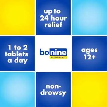 Bonine Non-Drowsy Motion Sickness Relief - Chewable Tablets with Meclizine HCL 25mg - Non Drowsy Medicine for Nausea or Motion Sickness - Cruise Essentials - Raspberry Flavor, 28 Chewable Tablets