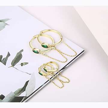 JIANGYUE Emerald Green Hoop Earrings For Women Gold Chain Earrings Tassel Huggie CZ Marquise Earrings Trendy Small Hypoallergenic Jewelry