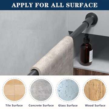 Tension Curtain Rod 51-166Inch,No Drill Spring Room Divider Tension Rod,Double Side Adjustable Heavy Duty Carbon Steel Rod,Room Divider Adjustable Pole for Patio,Window,Outdoor,Extra Long,Φ1.26Inch