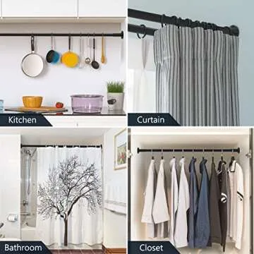 Tension Curtain Rod 51-166Inch,No Drill Spring Room Divider Tension Rod,Double Side Adjustable Heavy Duty Carbon Steel Rod,Room Divider Adjustable Pole for Patio,Window,Outdoor,Extra Long,Φ1.26Inch