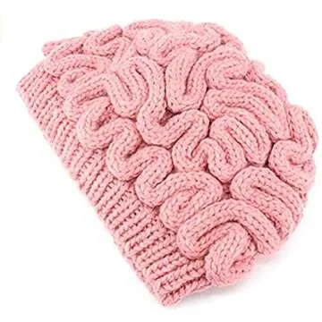 AFGQIANG Handmade Knitted Brain Beanie Cap - Fun & Creative Hat