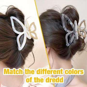 Big Hair Claw Clips Butterfly Hair Clips 4.33"" -Acetate Claw Clips -Large Claw Clips - Metal Hair C...